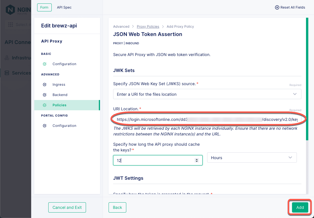 JSON Web Token Assertion Policy