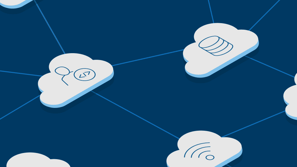 Cloud icons connected by lines
